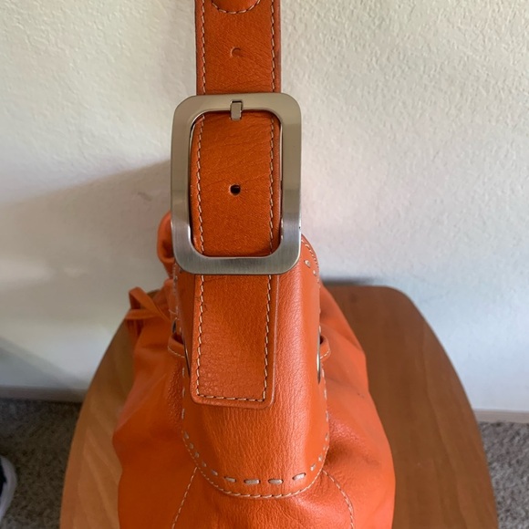 Cole Haan Orange Leather
Drawstring Hobo Bucket Shoulder Bag With Matching Belt - Picture 5 of 16